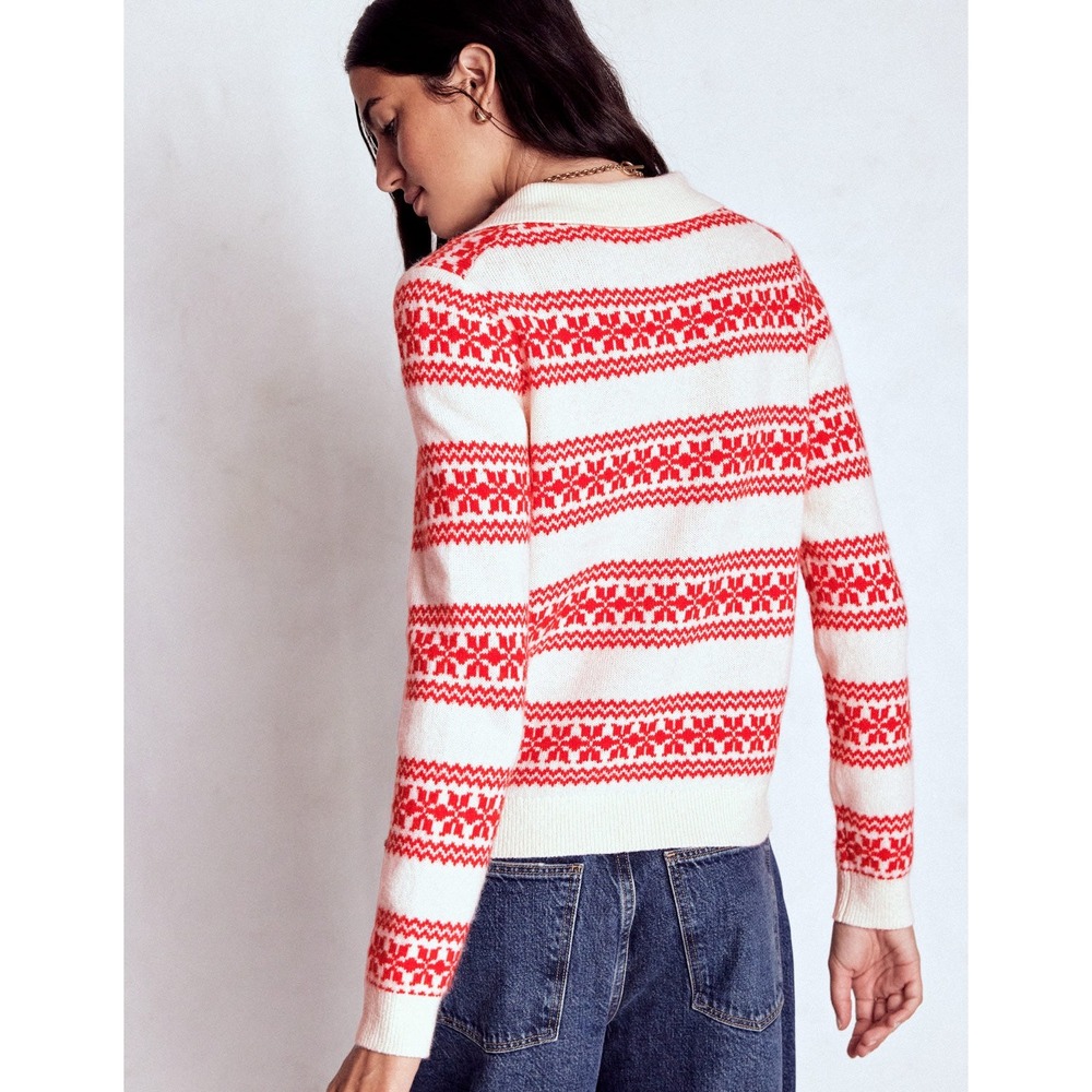 Boden Edie Fair Isle Knitted Shirt Cardigan Sweater Womens Small Wool Alpaca - Picture 2 of 12